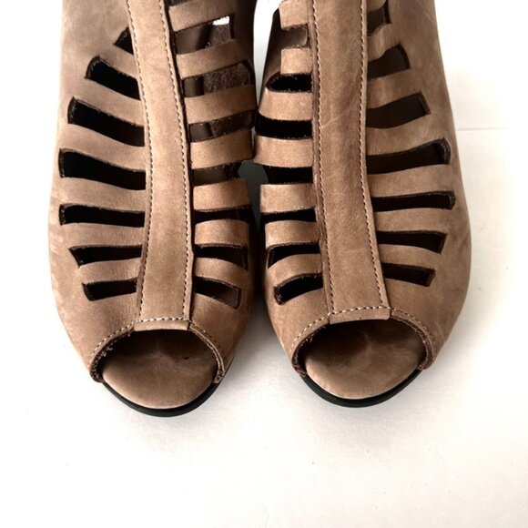 ARCHE EXOR women sandals taupe Nubuck Cage Heel Slingback - Picture 2 of 8